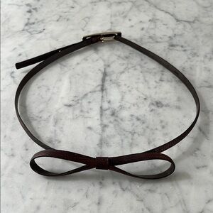 Vintage Leather Bow Belt with Adjustable Buckle